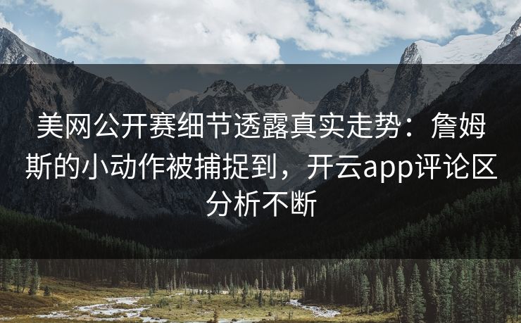 美网公开赛细节透露真实走势：詹姆斯的小动作被捕捉到，开云app评论区分析不断