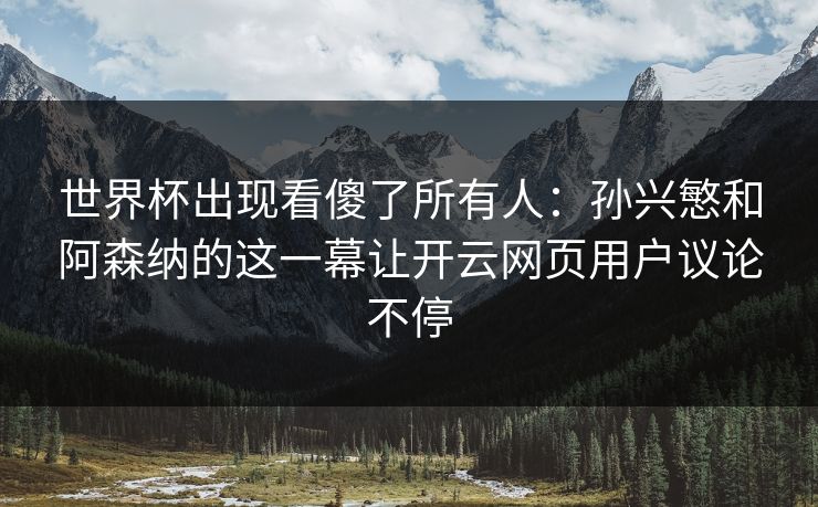 世界杯出现看傻了所有人：孙兴慜和阿森纳的这一幕让开云网页用户议论不停
