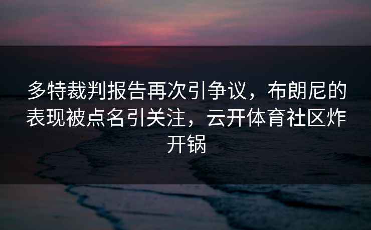多特裁判报告再次引争议，布朗尼的表现被点名引关注，云开体育社区炸开锅