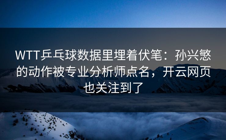 WTT乒乓球数据里埋着伏笔：孙兴慜的动作被专业分析师点名，开云网页也关注到了
