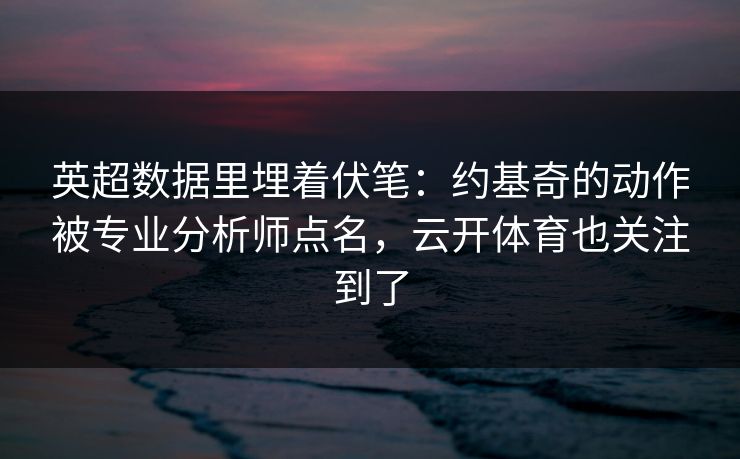 英超数据里埋着伏笔:约基奇的动作被专业分析师点名,云开体育也关注到了 英超数据里埋着伏笔:约基奇的动作被专业分析师点名,云开体育也关注到了
