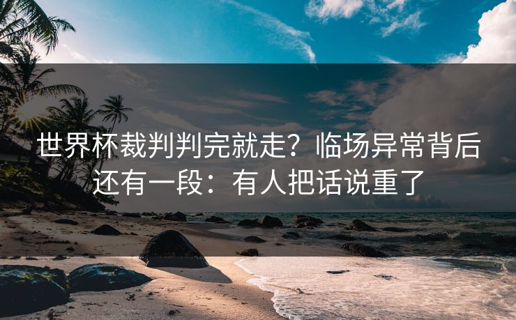 世界杯裁判判完就走？临场异常背后还有一段：有人把话说重了