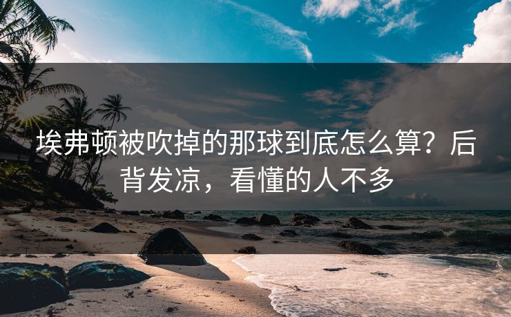 埃弗顿被吹掉的那球到底怎么算？后背发凉，看懂的人不多