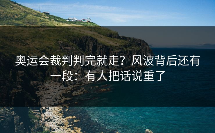 奥运会裁判判完就走？风波背后还有一段：有人把话说重了